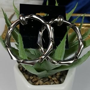 Fashion Jewelry, Silver pierced earrings, 2" d